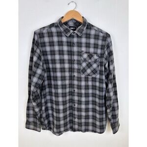 Fox Racing Shirts Mens Size‎ Large Gray Plaid Flannel Shirt Classic